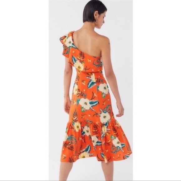 🌻 URBAN OUTFITTERS Carmen Orange Floral Linen One Sh - Picture 3 of 6